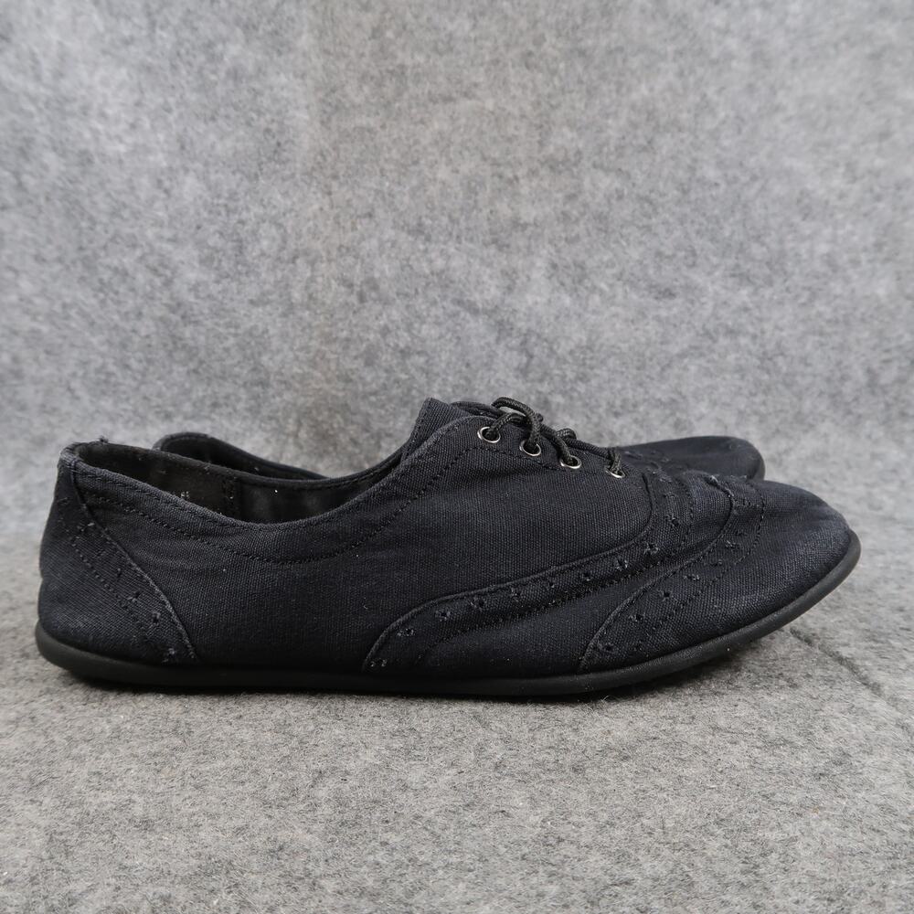 Fioni Shoes Womens 6.5 Oxford Sneakers Wingtip Fabric Black Lace Up Flat Y2k